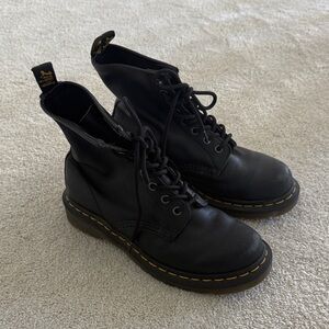 Dr. Martens Black Boots with Yellow Stitching